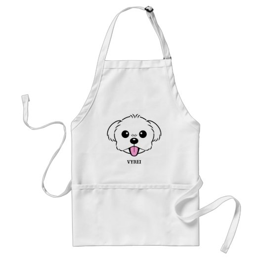 Tablier Bichon blanc mignon Frise Chien Stick Sortie (Devant)
