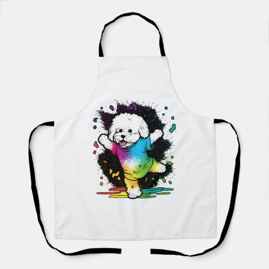 Tablier Bichon Dansant Kawaii Coloré (Recto)