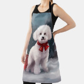 Tablier Bichon Frise Dog à Noël de neige (Insitu)