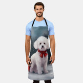 Tablier Bichon Frise Dog à Noël de neige (Porté)