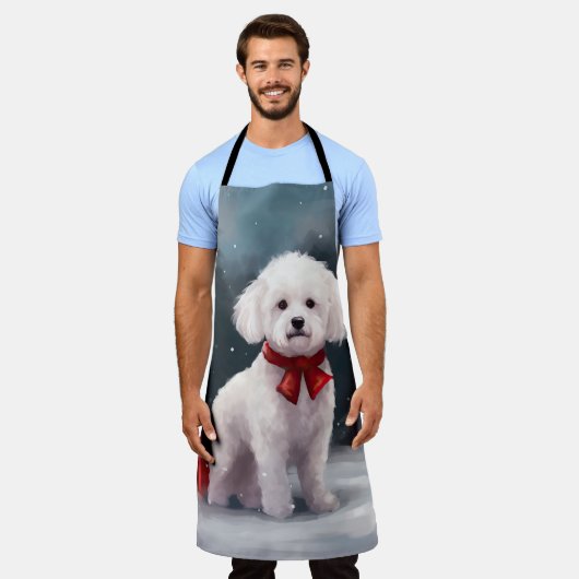 Tablier Bichon Frise Dog à Noël de neige (Porté)