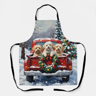 Tablier Bichon Frise Noël Camion Rouge Fêtes