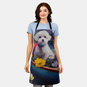 Tablier Bichon Frise sur une pagaie : Une aventure panoram