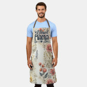 Tablier Bienheureuse maman sur toute l'impression (Porté)