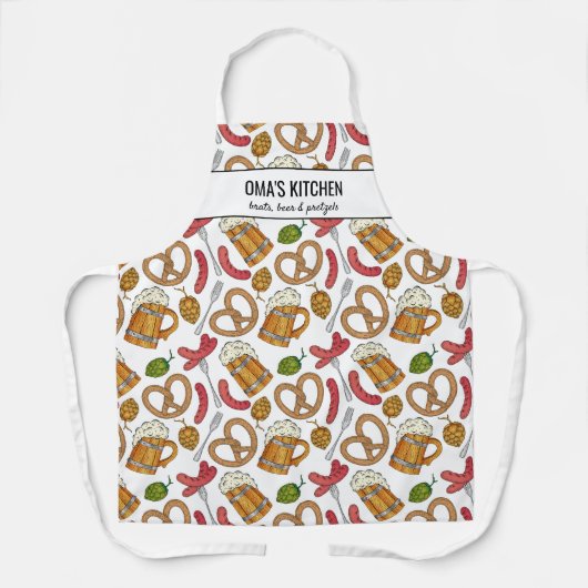 Tablier Bière allemande & Brats Chef Oma's Kitchen Custom (Recto)
