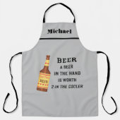 Tablier Bière Drôle Dire Bière en main Nom Personnaliser (Recto)
