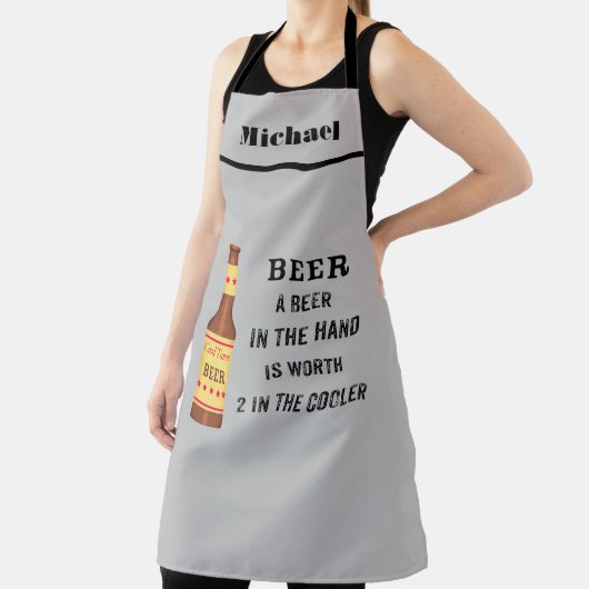 Tablier Bière Drôle Dire Bière en main Nom Personnaliser (Insitu)