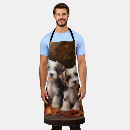 Tablier Biewer Terrier Chiot Automne Citrouille délice (Porté)