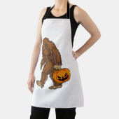 Tablier Bigfoot Sasquatch portant un T-shirt Citrouille ef (Insitu)