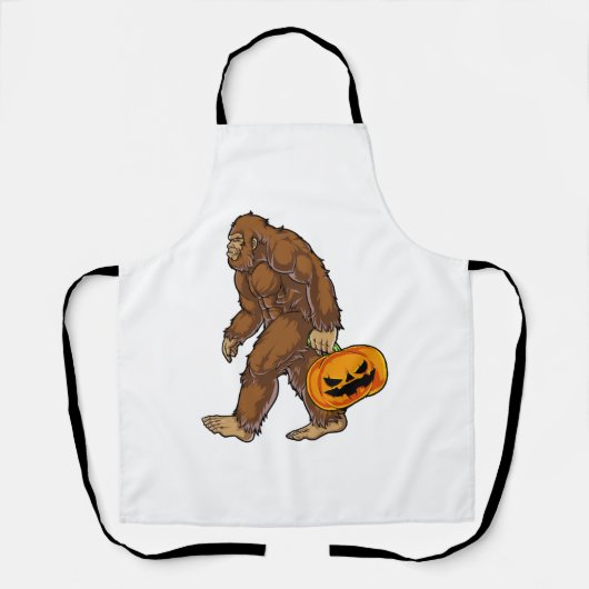 Tablier Bigfoot Sasquatch portant un T-shirt Citrouille ef (Recto)