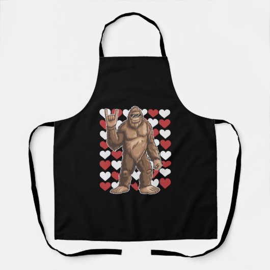 Tablier Bigfoot Valentines Jour Coeurs Drôle Sasquatch Amo (Recto)