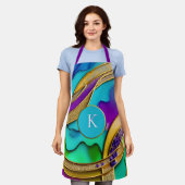 Tablier Bijou coloré moderne Monogramme Abstrait & or (Porté)
