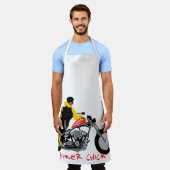 Tablier BIKER CHICK assise sur sa moto (Porté)