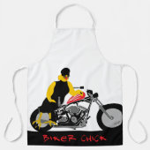 Tablier BIKER CHICK assise sur sa moto (Recto)