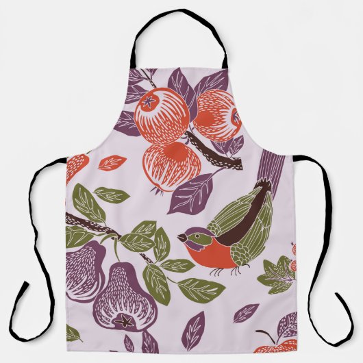 Tablier bird in a fruit garden. seamless pattern (Recto)