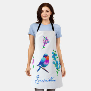 Tablier Birdie Bleu Anniversaire Oubliez-Moi Pas Les Fleur