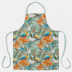 Tablier Birds Chinoiserie Mint Orange