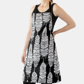 Tablier Birds feathers boho seamless pattern in black and (Insitu)