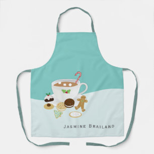 Tablier Biscuits de Noël et chocolat chaud nom personnalis