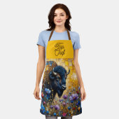 Tablier Bison Américain Paré de Bijoux dans les Fleurs (Porté)
