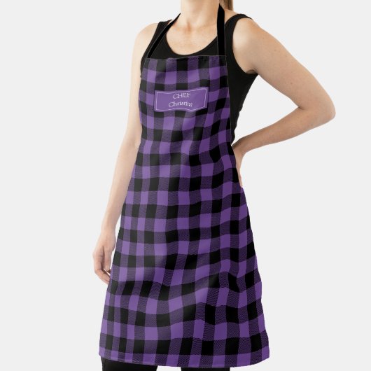 Tablier Bison noir violet Plaid bûcheron personnalisé (Insitu)