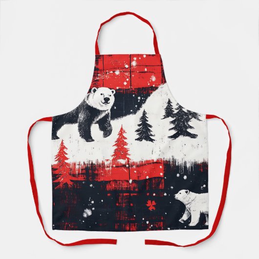 Tablier Bison rouge Plaids Ours polaire (Recto)