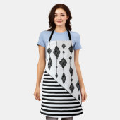 Tablier Black and white, abstract, geometric, simple, scan (Porté)