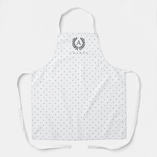 Tablier Black And White Laurel Monogram Polka Dot Pattern (Recto)
