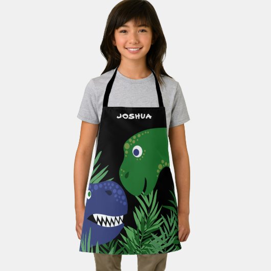 Tablier Black Blue & Green Dino Ajouter le nom Apron (Insitu)