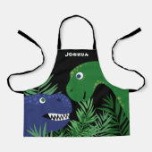 Tablier Black Blue & Green Dino Ajouter le nom Apron (Recto)