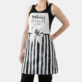 Tablier Black Bow Black and White Stripes Whimsical Name (Insitu)