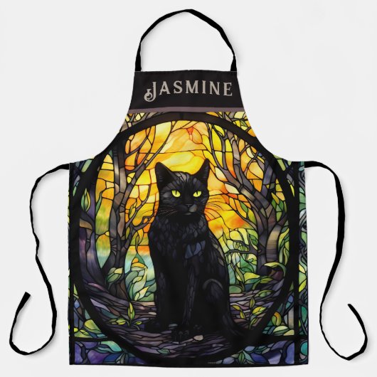 Tablier Black Cat Vitrail jaune (Recto)