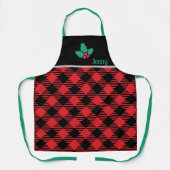 Tablier Black Chef Christmas Apron - Red Plaid Personnalis (Recto)