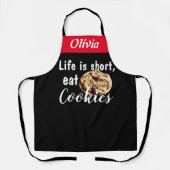 Tablier Black Chef Life is Short Eat Cookies Personnalisé (Recto)