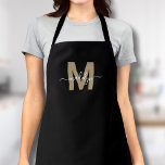 Tablier Black Gold Modern Minimalist Elegant Monogram<br><div class="desc">Personalized Custom Create Your Own Modern Black and Gold Initial Name Monogram Apron. This chic and sophisticated apron is perfect for anyone who wants to add a personalized and elegant touch to their work attire. Whether you're a home chef preparing meals in the kitchen, a hair stylist in need of...</div>