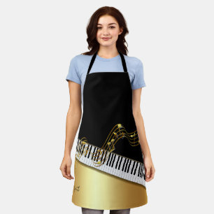 Tablier Black Gold Music Notes, Touches de piano personnal