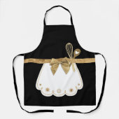 Tablier Black & Gold White Fake Apron Cuisson Whisk & Spoo (Recto)