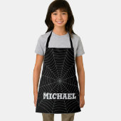 Tablier Black grey spider web Halloween motif Votre nom (Insitu)