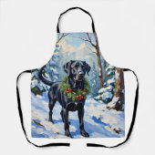 Tablier Black Lab Serene Winter Forest Christmas Holiday (Recto)