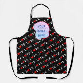 Tablier Black LOVE tendance noir et blanc (Recto)