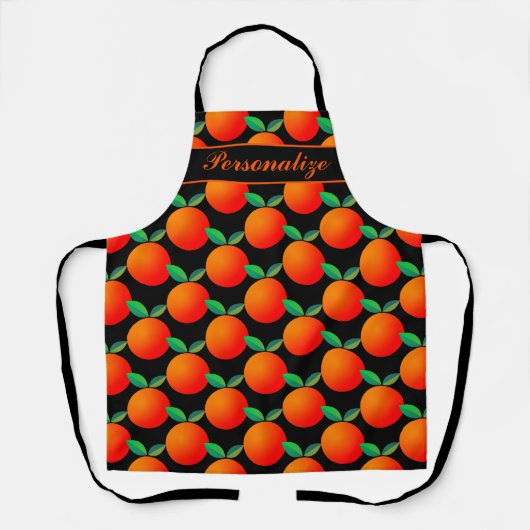 Tablier Black & orange fruits imprimés cuisine personnalis (Recto)