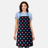 Tablier Black Pink Blue Polka Dot Pattern (Porté)