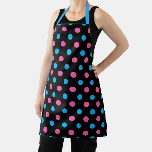 Tablier Black Pink Blue Polka Dot Pattern (Insitu)