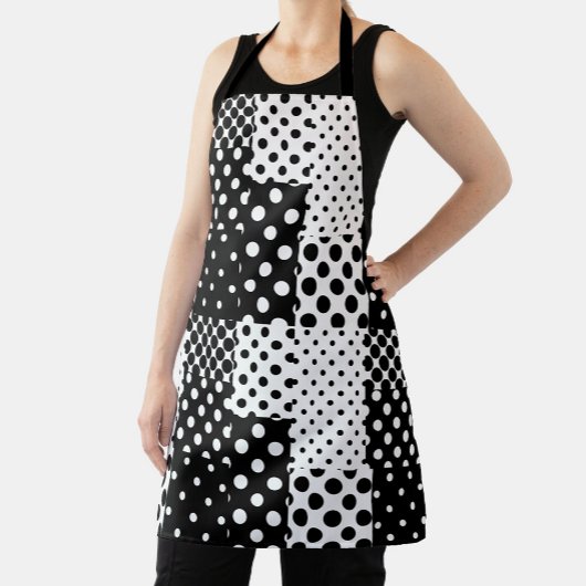 Tablier Black White Fashion Polka Dots Style Design