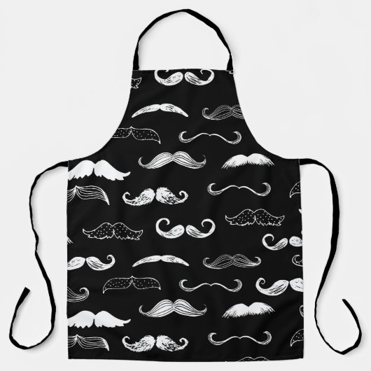 Tablier Black & White Moustache Seamless Repeat Background (Recto)