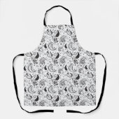 Tablier Black & White Paisley Pattern –Elegant Textile Art (Recto)