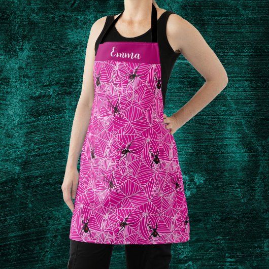 Tablier Black Widow Spider Web Pink