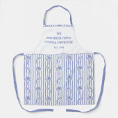 Tablier Blanc Bleu Chic Côtes Palmiers Nœuds Rayures (Recto)