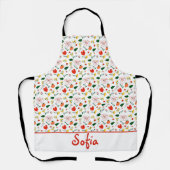 tablier blanc de pavot motif fleur sauvage (Recto)