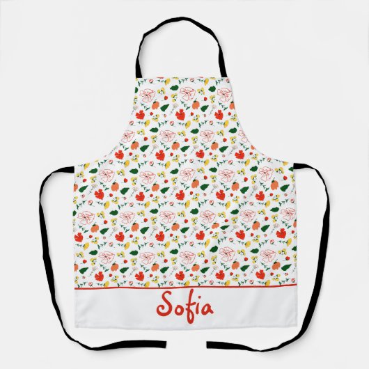 tablier blanc de pavot motif fleur sauvage (Recto)